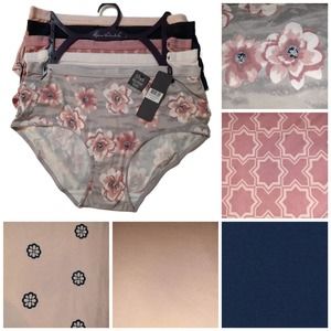 NEW Gloria Vanderbilt 5 Pack Plus Size Panties Underwear Floral and Solid Soft